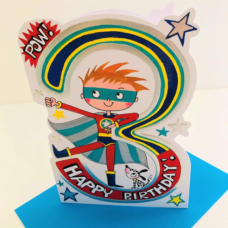 Rachel Ellen Boy Age 3 Happy Birthday Card - Superhero