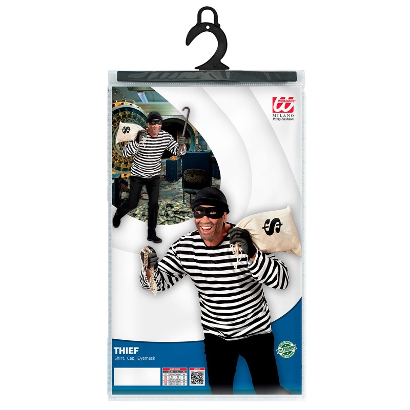 Widmann 11009856 Adult Costume Bank Robber, White/Black, M-L