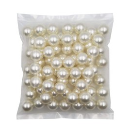 INSPIRELLE 70pcs 20mm Ivory Lustrous ABS Undrilled Art Faux Pearls for Vase Fillers, Big Size No Hole Makeup Beads Imitation Round Pearl Beads for Table Scatter Home Wedding Decoration