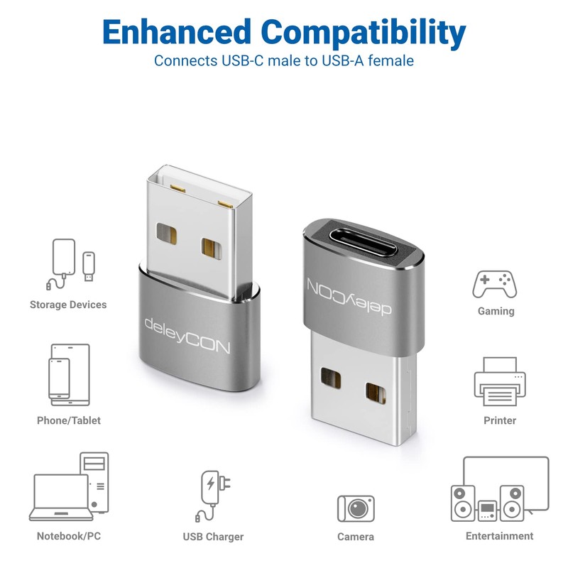 deleyCON USB C to USB Adapter [Pack of 3] C