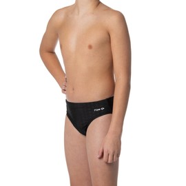 Flow Swim Briefs – Boys Brief Style Swimsuit Sizes 21 to 32 in Black, Navy, and Blue (Black, 26 (25" - 26" Waist))
