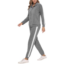 Demegimi Streatwear Tracksuits Women's Lightweight Sports Suit Leisure Suit, gray, M