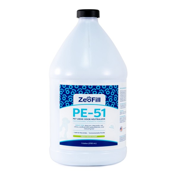 ZEOFILL PE-51 Pet Odor Eliminator - Professional Strength Urine Enzyme Cleaner | Pet, Turf & Yard Smell Remover | Cat & Dog Pee Deodorizer Spray | Outdoor Use | Natural Eco-Friendly Enzymes | 1 Gallon
