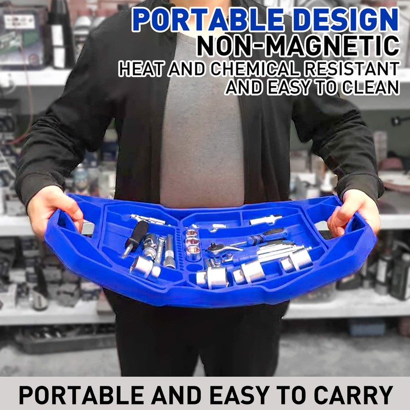 Aocoom 3pcs Large Non-Slip Flexible Silicone Tool Tray, Mechanic Tool