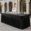 2 Pack Black Spandex Fitted Tablecloth 6 Foot - Stretch