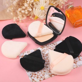 Pimoys 12 Pieces Powder Puff Face Triangle Powder Puffs for Loose Powder Setting Powder Cosmetic Foundation Makeup Blender Sponge Beauty Makeup Tool(Black, Flesh)