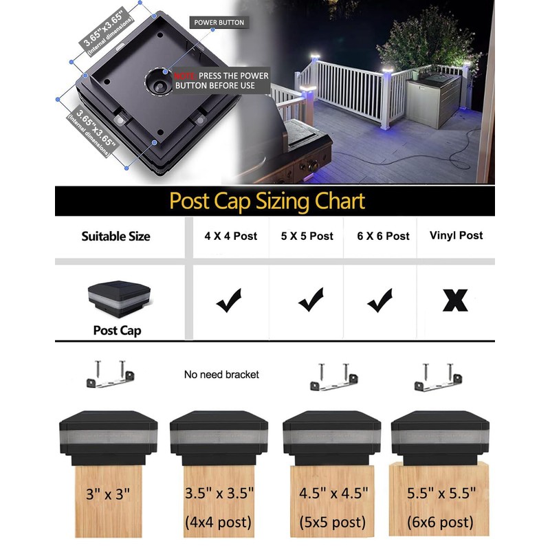 Solar Post Cap Lights 160 Lumen - 4x4 Post Solar