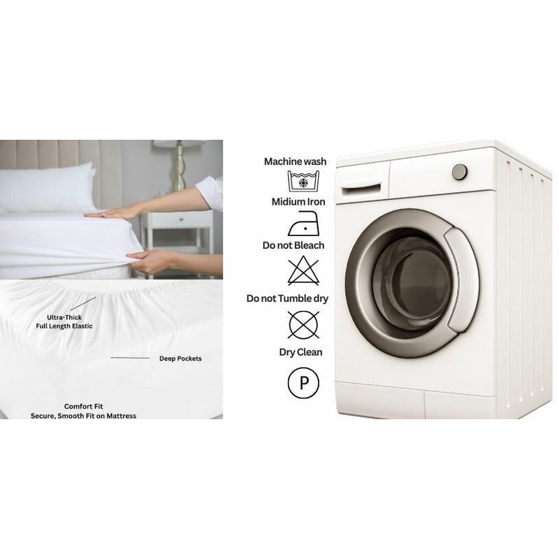 CHCOMFORT 40cm Deep Super King Fitted Sheets with two Matching