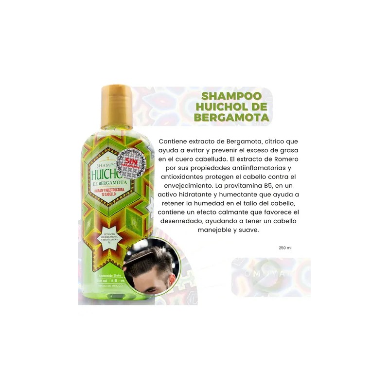 Shampoo Huichol Bergamota Té Verde, Crecimiento 250 Ml