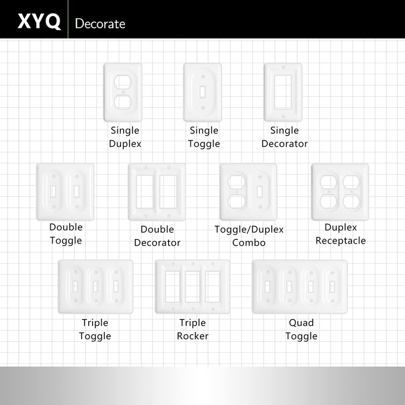 XVQ Ceramic Switch Plates Outlet Covers Switch Plate Cover White(Quad