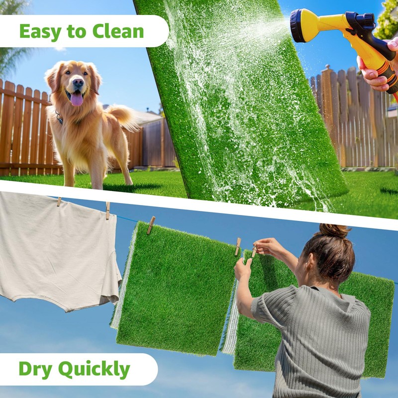 Artificial Dog Grass Pee Pad 30.5"x30.5" 2 Pack, Washable Indoor