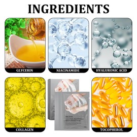 Collagen Maske,6 Stück Bio Collagen Mask Overnight,Collagen Mask,Collagen Night Wrapping Mask,Kollagen Maske Bio-Collagen Deep Hydrating Overnight Mask Hydrating Gesichtsmaske