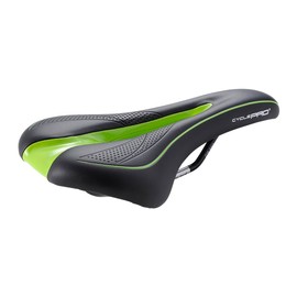 CYCLE PRO CP-SD3256 Bicycle Saddle, Perforated for Flow Comfort, 10.4 oz (298 g), Chromoly Rail, Road Mountain, MTB Cross Bike, Black/Green
