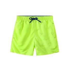 SERENYOU Boys' Board Shorts Children's Pattern Changing Swimming Shorts with Mesh Lining, shark neon yellow, 13 - 14 years
