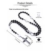 Jovivi Black Obsidian White Turquoise Rosary Beads Necklace Hematite Cross