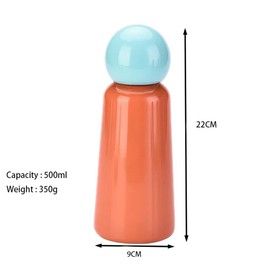 FAFAXOXO Botella de agua de acero inoxidable de 500 ml, con aislamiento al aspiradora, botella de agua caliente y fría, sin BPA (azul naranja)