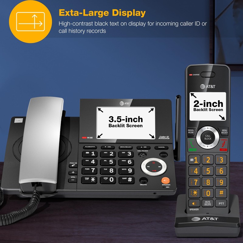 AT&T DECT 6.0 Corded/Cordless Home Phone with 1-Handset and Answering