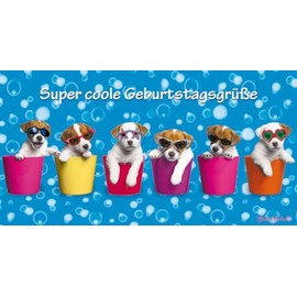 Keith Kimberlin Birthday Card – Boxer Puppy Dog with Sunglasses Map 11 x 22 cm