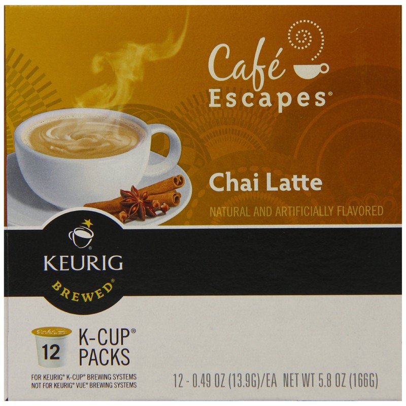 Cafe Escapes Chai Latte, K-Cup Portion Pack for Keurig Brewers,