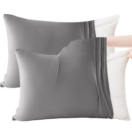 AYO 2-Piece Pillow Case, Pillow Cover, 3D Stretch, T-shirt, Stretchable Pillowcase, Envelope Type, Stylish, All Season, Super Absorbent and Quick Drying, Breathable, Antibacterial, Odor Resistant,