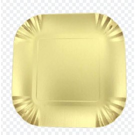 30pcs Gold Paper Plate 3 3/4" (10cm) for Cupcakes, Muffins, Birthday Cakes and Other Mini Deserts (Gold, Rounded Square)