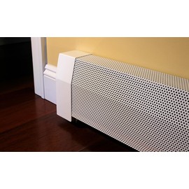 Baseboarders Premium Tall Galvanized Steel Left Open Endcap - For Hydronic Baseboard Heaters - White | EC008-LF-WHT