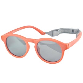 Baby Sunglass With Adjustable Strap, Sunglasses Case & Cleaning Cloths, Outdoor UV 400 Protection, Flexible Polarized Frame, Shatterproof Glasses Shades, for 0-36 Months Toddler Boys Girls (Orange)