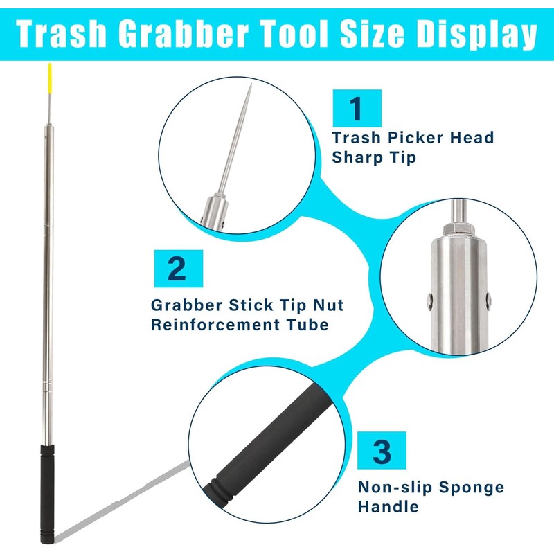 Trash Pickup Tool,48Inch Trash Picker Upper Grabber High-Duty Stainless Steels