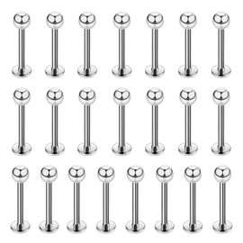 22PCS 16g Stainless Steel Lip Rings Set - Perfect for Lip, Tragus, Cartilage, and Helix Piercings, Includes Different Post Lengths 6-12mm. Get Stylish with Surface and Vertical Labret Jewelry, Helix Piercings (post length 10mm)