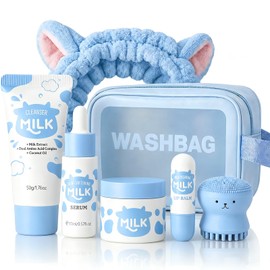 Milk Skin Care Set for Kids Teen Girls, 7PCS Daily Gentle Skin Care Set