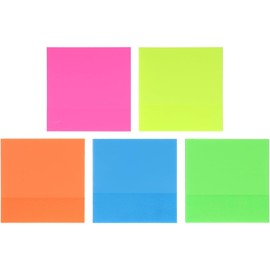 PartyKindom Bloc de Notas Autoadhesivas Transparentes, 5 Tonos Brillantes, Tamaño Portátil, Plástico Resistente, 50 Hojas por Bloc, Paquete de 5 Unidades, Adecuado para Oficina y Material