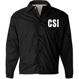 Army Universe CSI Lightweight Coaches Jacket | Crime Scene Investigation Windbreaker Waterproof Coat, Black & White Text - 3XL