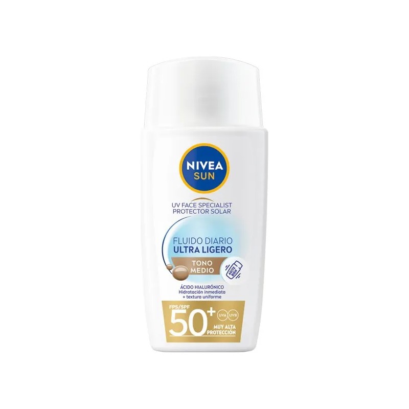 Protector Solar Facial NIVEA SUN Fluido Diario Tono Medio +