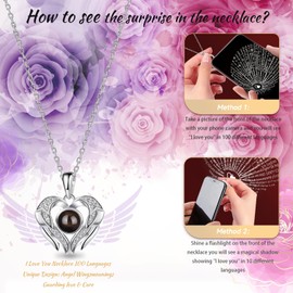 Preserved Real Rose with Necklace, Eternal Flowers Rose for Mom Wife Girlfriend Grandma on Mothers Day Birthday Valentines Christmas Anniversary - Purple