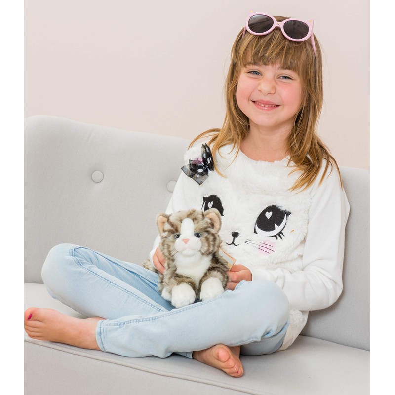 Teddy Hermann 90691 Katze 20 cm, Kuscheltier, Plüschtier mit recycelter