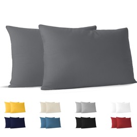 Dreamzie Pillowcases, 50 x 80 cm (Set of 2), 100% Jersey Cotton, 150 g/m², Anthracite, Resistant and Hypoallergenic