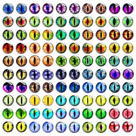 Pynmovn 100pcs Snake Eyes Glass Cabochons for DIY Jewelry Making Findings Supplies Doll Parts Animals Dragon Birds Cat Eyes for Crafts Clay Puppet Sculptures Props Masks(in Pairs 04-10mm)