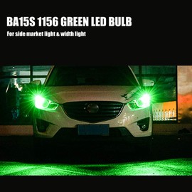 EverBright 1156 BA15S Led Bulb,1073 7506 1141 LED Bulb for RV Camper SUV MPV Car Side Marker Lights Reverse Lights Brake/Turn Signal Bulb 18SMD 5050Chips DC-12V,Green, Pack of 4