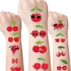 JoyAura Funny Cherry Temporary Tattoos - 6 Sheets 96 Pcs