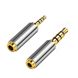Bysimilai 2 Pack Gold Plated 2.5mm Male to 3.5mm Female/3.5mm Male to 2.5mm Female Audio Jack Adapter, Headset Converter Connector for Smartphones, Headphone, Mic, Tablets