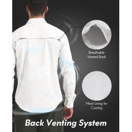 Haimont Men's Water Resistant Breathable UPF 50+ Sun Protection Soild Anti-Static Quick Dry Hiking Travel Fishing White M