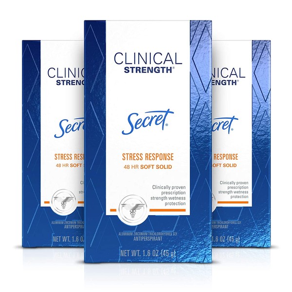 Secret Antiperspirant Clinical Strength Deodorant for Women, Soft Solid, Stress Response , 4.8 oz, (Pack of 3)