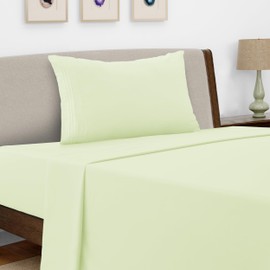 LUX Décor Twin Sheet Set - 3 Piece Ultra-Soft Microfiber Bed Sheets with Flat Sheet, 16 Inches Deep Pocket Fitted Sheet & Pillowcase, Cooling & Breathable, Hotel Luxury, Oeko-TEX - Vanilla