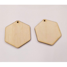 30PCS Hexagon Shape Laser Cut Natural Wood Earrings Blanks, DIY Unfinished Wood Jewelry Blanks (2")