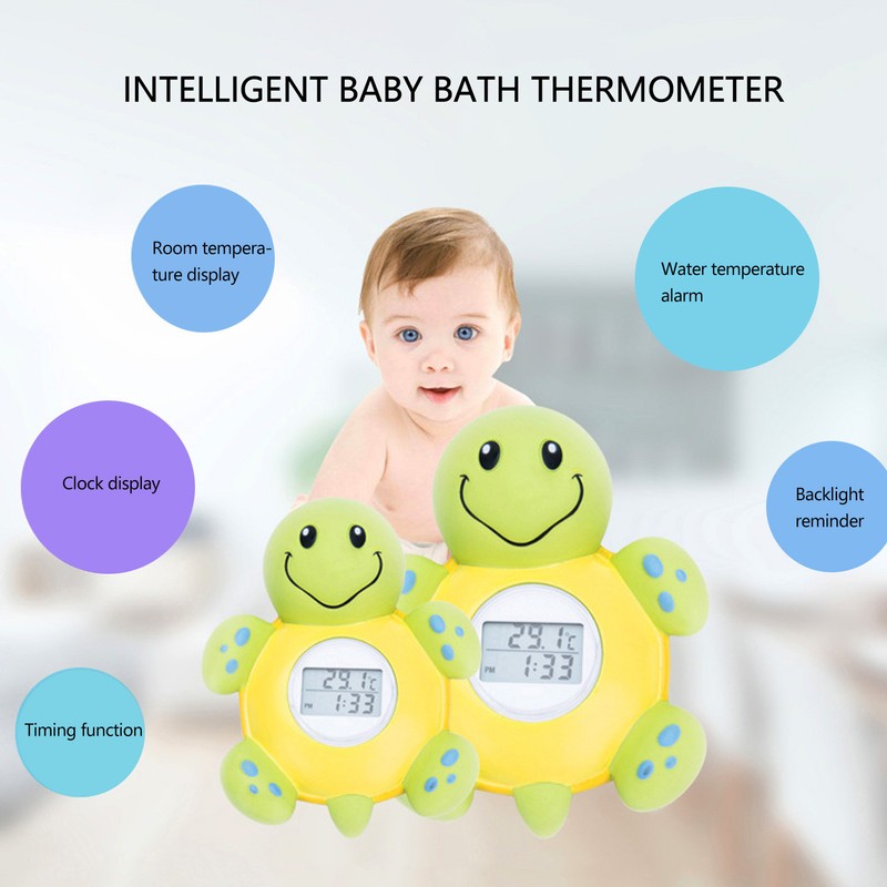 Baby Bath Thermometer Smart Cartoon Cute Tortoise Bathroom Multi Functional