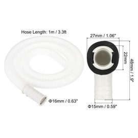 PATIKIL 3.3ft Air Conditioner Drain Kit, Universal AC Drain Hose Connector Hose with Clamp Connector 8 for Mini-Split Window AC Unit Faucet, White