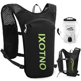 HINATAA Running Hydration Vest Backpack, 5L Lightweight Running Vest Backpack, Adjustable Chest Straps Running Hydration Vest, with Water Bladder Bag or Soft Flask (Black With 1.5L Water Bladder Bag)