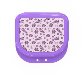 Retainer Cases Cute, Retainer Holder Case, 1 Pack, Aligner Case with Captivating Colorful Cute Patterns, Night Guard Case with Floral Patterns (Purple)