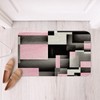 Feelyou Geometric Bathroom Rugs 16"x24" Pink Grey Black Buffalo Check