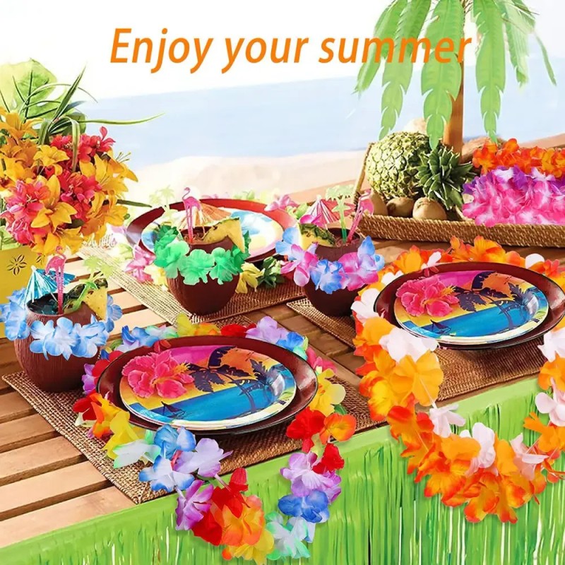 Aa 40 Piezas Collaresy Pulseras Hawaiano Flores Vmimv For
